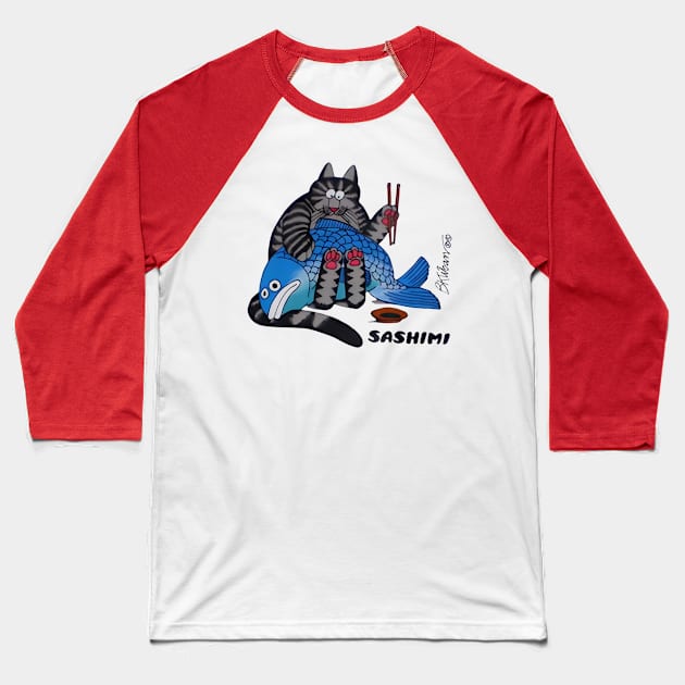 B Kliban Cat sashimi Baseball T-Shirt by audrinadelvin